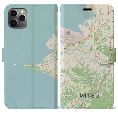 【君津（千葉県）】地図柄iPhoneケース（手帳タイプ）ナチュラル・iPhone 11 Pro Max 用