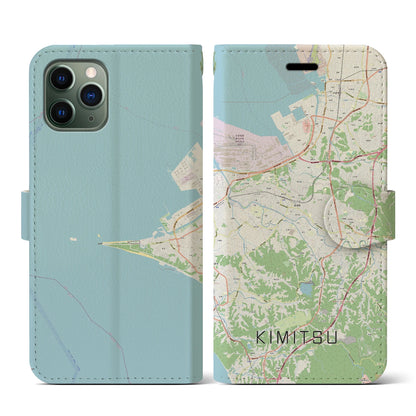 【君津（千葉県）】地図柄iPhoneケース（手帳タイプ）ナチュラル・iPhone 11 Pro 用