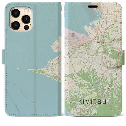 【君津（千葉県）】地図柄iPhoneケース（手帳タイプ）ナチュラル・iPhone 12 Pro Max 用