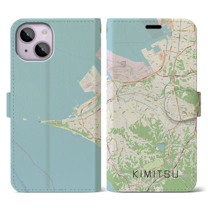 【君津（千葉県）】地図柄iPhoneケース（手帳タイプ）ナチュラル・iPhone 14 用