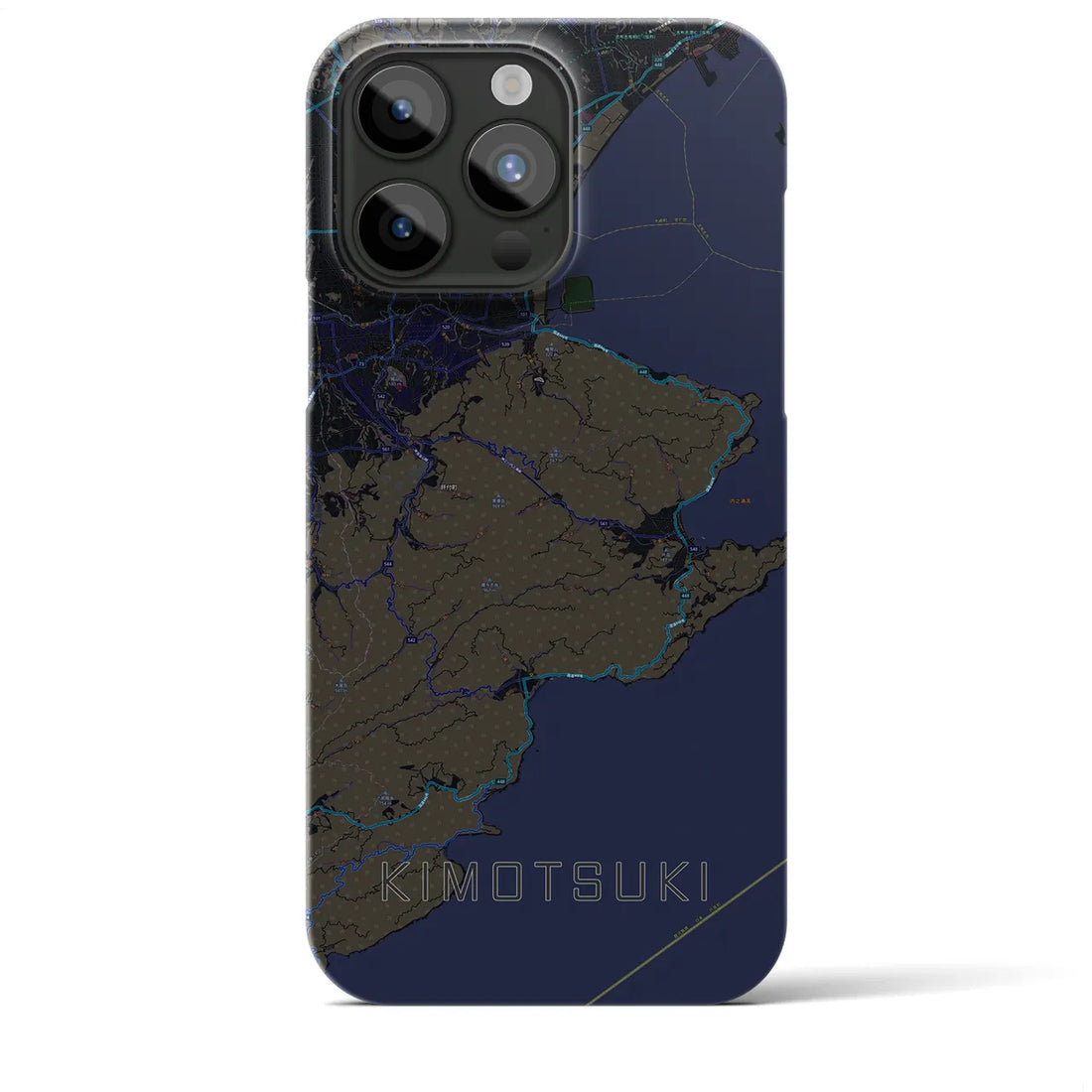 【肝付】地図柄iPhoneケース（バックカバータイプ・ブラック）iPhone 15 Pro Max 用