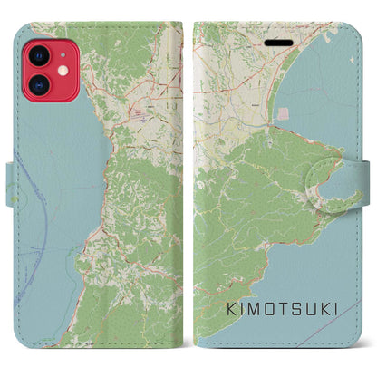 【肝付（鹿児島県）】地図柄iPhoneケース（手帳タイプ）ナチュラル・iPhone 11 用