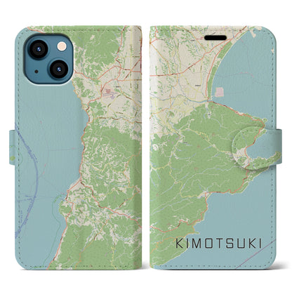 【肝付（鹿児島県）】地図柄iPhoneケース（手帳タイプ）ナチュラル・iPhone 13 用