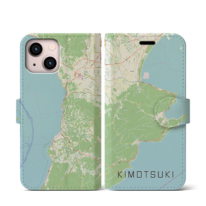 【肝付（鹿児島県）】地図柄iPhoneケース（手帳タイプ）ナチュラル・iPhone 13 mini 用