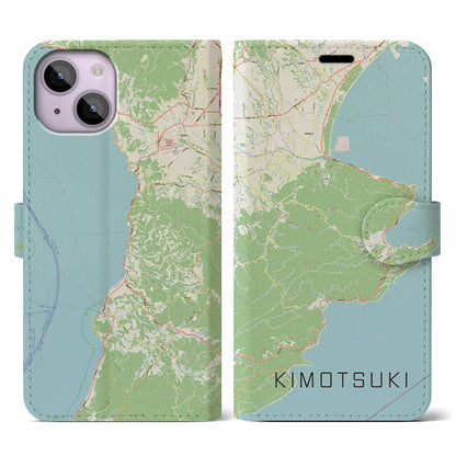 【肝付（鹿児島県）】地図柄iPhoneケース（手帳タイプ）ナチュラル・iPhone 14 用
