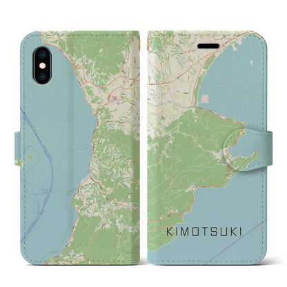 【肝付（鹿児島県）】地図柄iPhoneケース（手帳タイプ）ナチュラル・iPhone XS / X 用