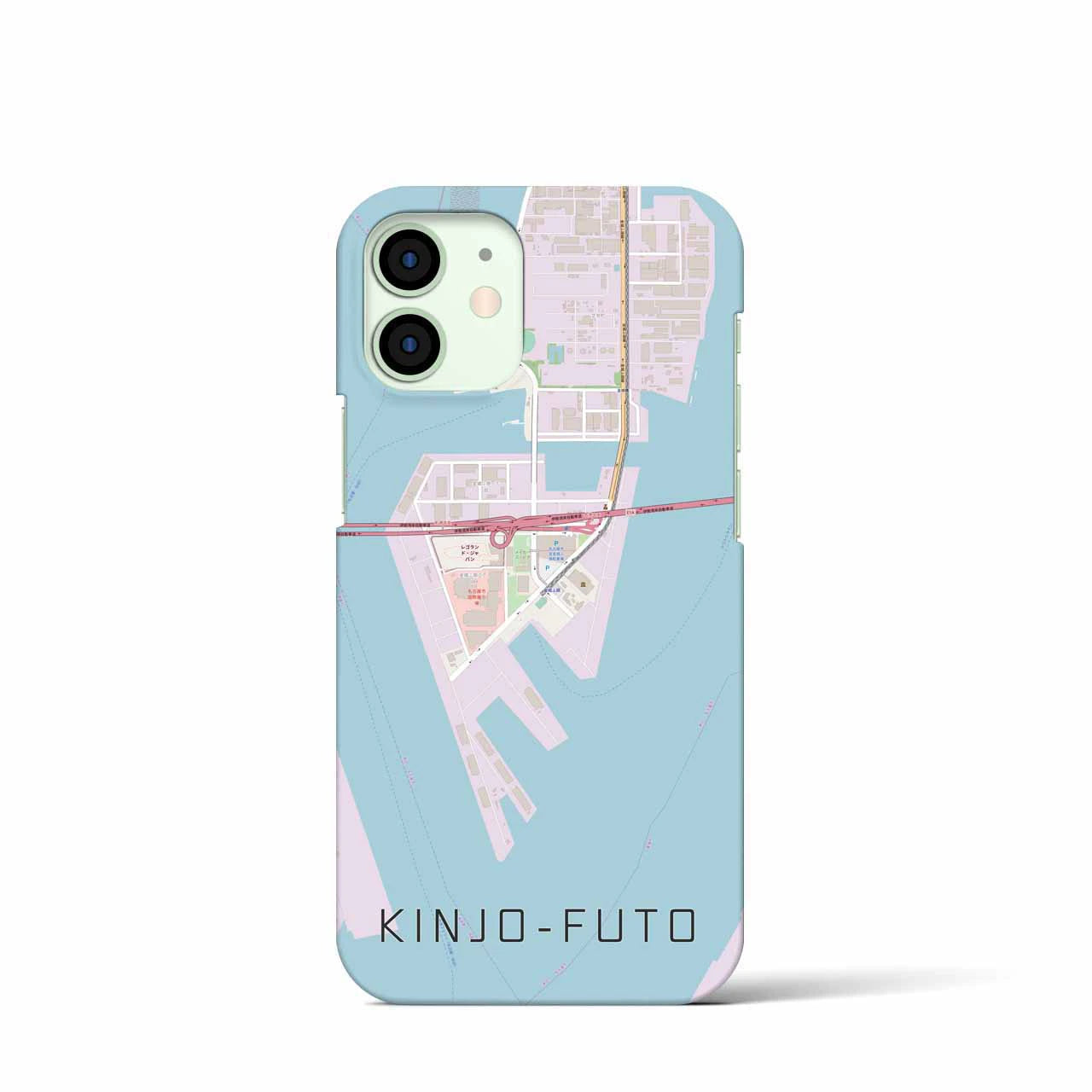 【金城ふ頭】地図柄iPhoneケース（バックカバータイプ・ナチュラル）iPhone 12 mini 用