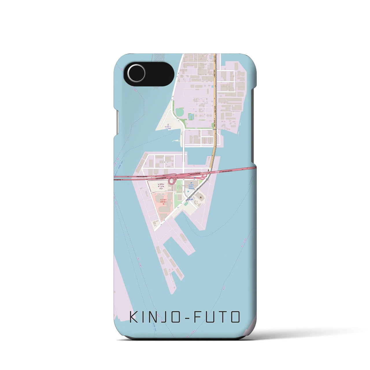 【金城ふ頭】地図柄iPhoneケース（バックカバータイプ・ナチュラル）iPhone SE（第3 / 第2世代） / 8 / 7 / 6s / 6 用