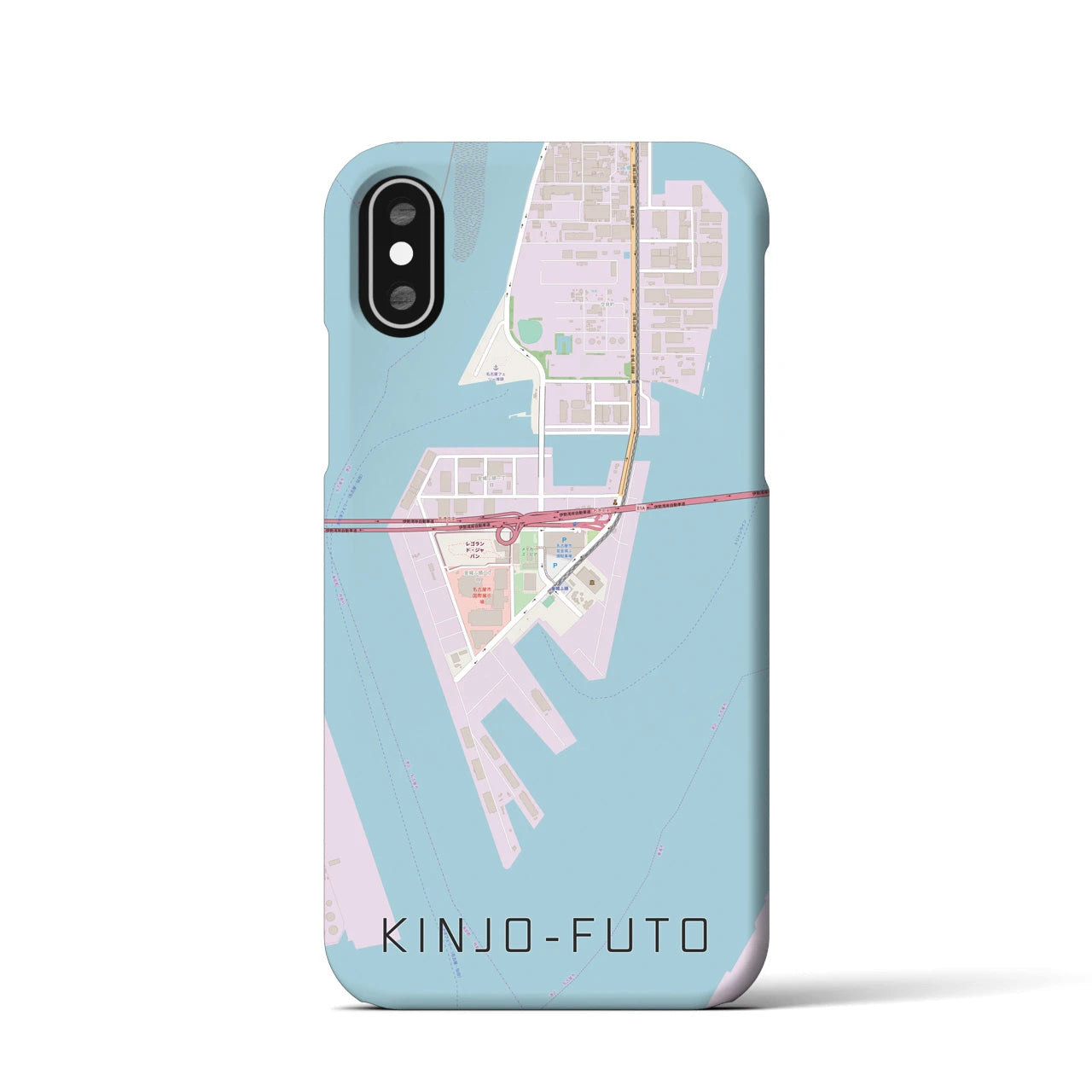 【金城ふ頭】地図柄iPhoneケース（バックカバータイプ・ナチュラル）iPhone XS / X 用