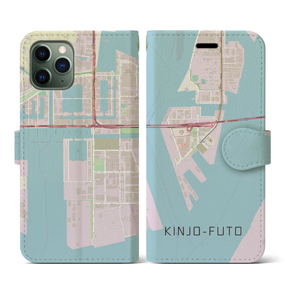 【金城ふ頭（愛知県）】地図柄iPhoneケース（手帳タイプ）ナチュラル・iPhone 11 Pro 用