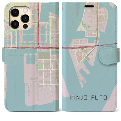 【金城ふ頭（愛知県）】地図柄iPhoneケース（手帳タイプ）ナチュラル・iPhone 12 Pro Max 用