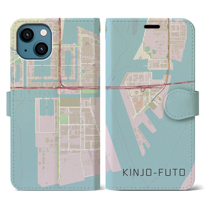 【金城ふ頭（愛知県）】地図柄iPhoneケース（手帳タイプ）ナチュラル・iPhone 13 用