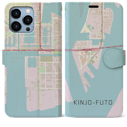 【金城ふ頭（愛知県）】地図柄iPhoneケース（手帳タイプ）ナチュラル・iPhone 13 Pro Max 用