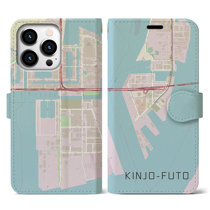 【金城ふ頭（愛知県）】地図柄iPhoneケース（手帳タイプ）ナチュラル・iPhone 13 Pro 用