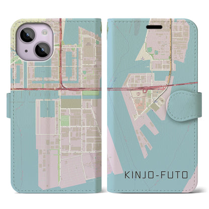 【金城ふ頭（愛知県）】地図柄iPhoneケース（手帳タイプ）ナチュラル・iPhone 14 用