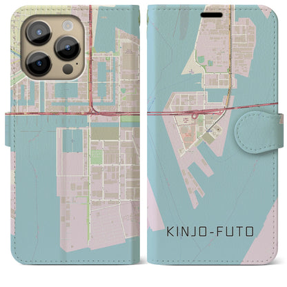 【金城ふ頭（愛知県）】地図柄iPhoneケース（手帳タイプ）ナチュラル・iPhone 14 Pro Max 用