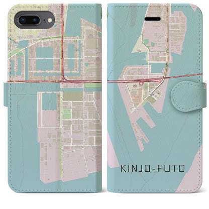 【金城ふ頭（愛知県）】地図柄iPhoneケース（手帳タイプ）ナチュラル・iPhone 8Plus /7Plus / 6sPlus / 6Plus 用