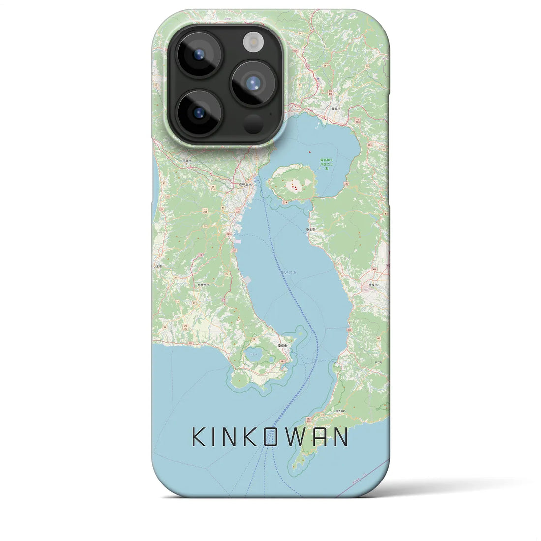 【錦江湾】地図柄iPhoneケース（バックカバータイプ・ナチュラル）iPhone 15 Pro Max 用
