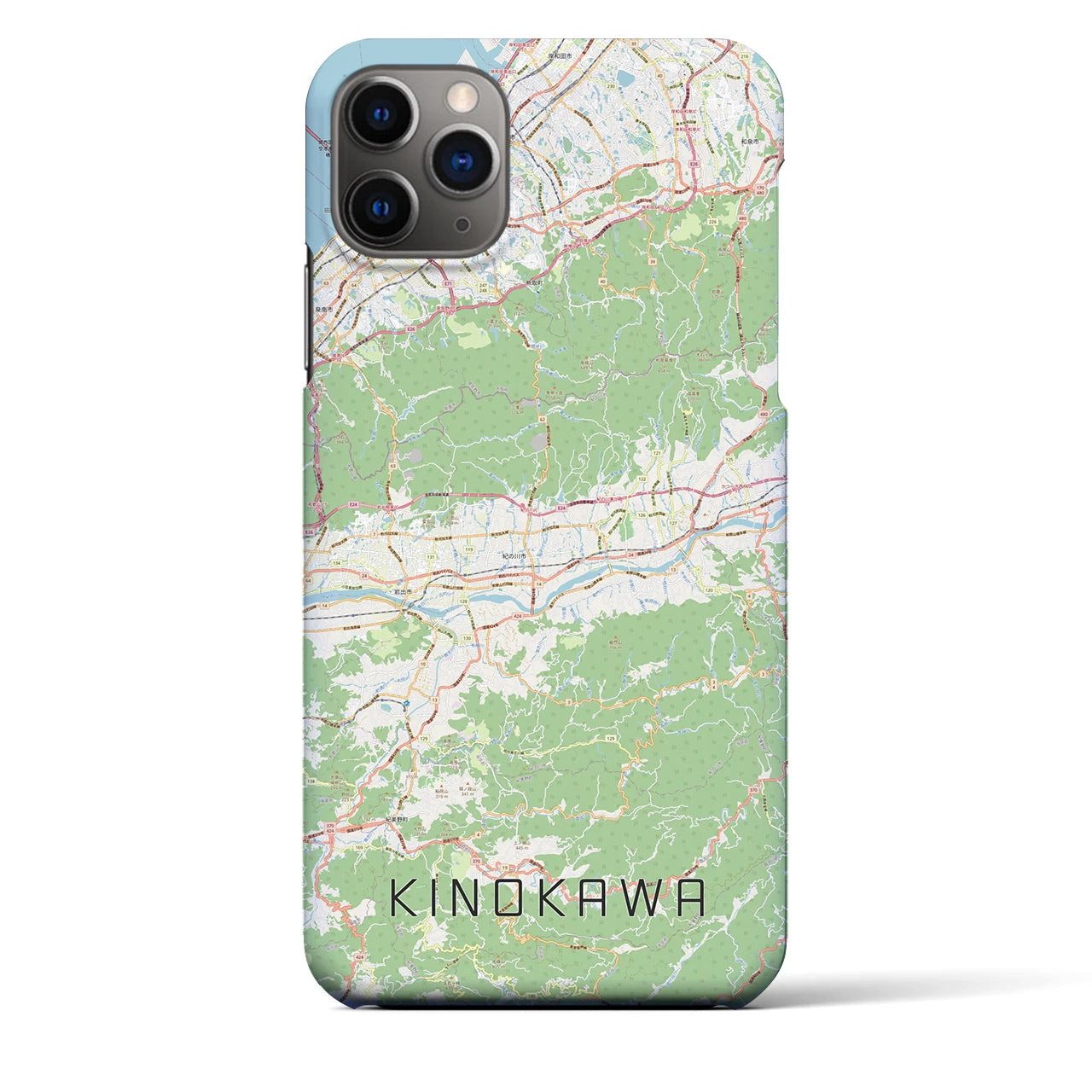 【紀の川】地図柄iPhoneケース（バックカバータイプ・ナチュラル）iPhone 11 Pro Max 用