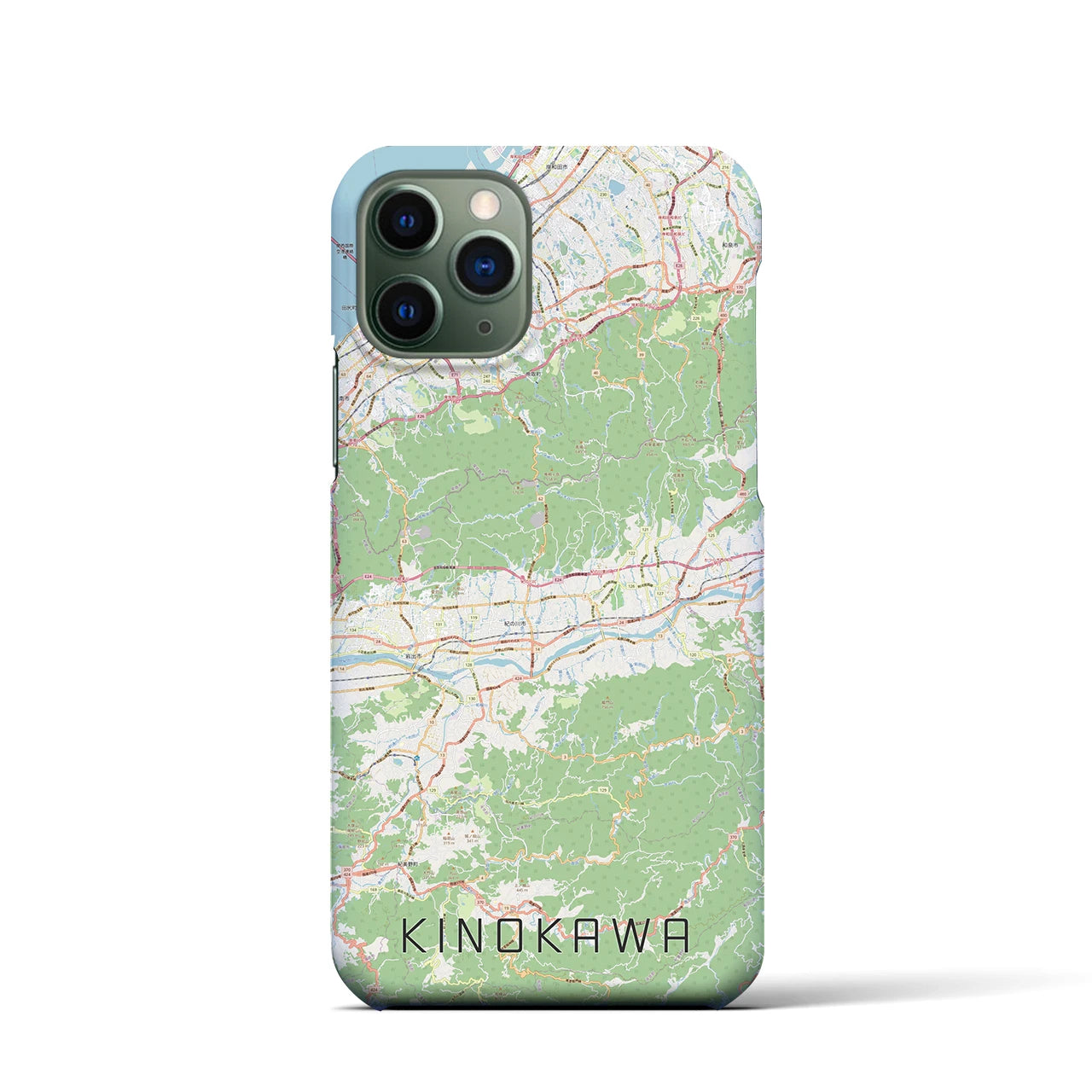 【紀の川】地図柄iPhoneケース（バックカバータイプ・ナチュラル）iPhone 11 Pro 用