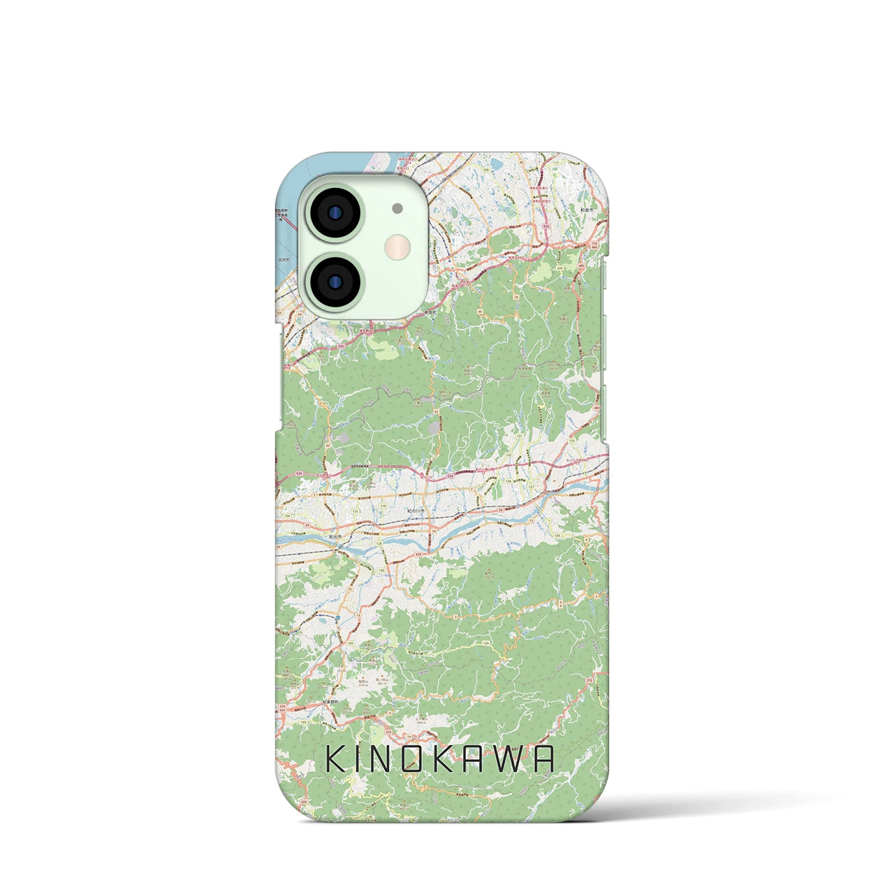 【紀の川】地図柄iPhoneケース（バックカバータイプ・ナチュラル）iPhone 12 mini 用