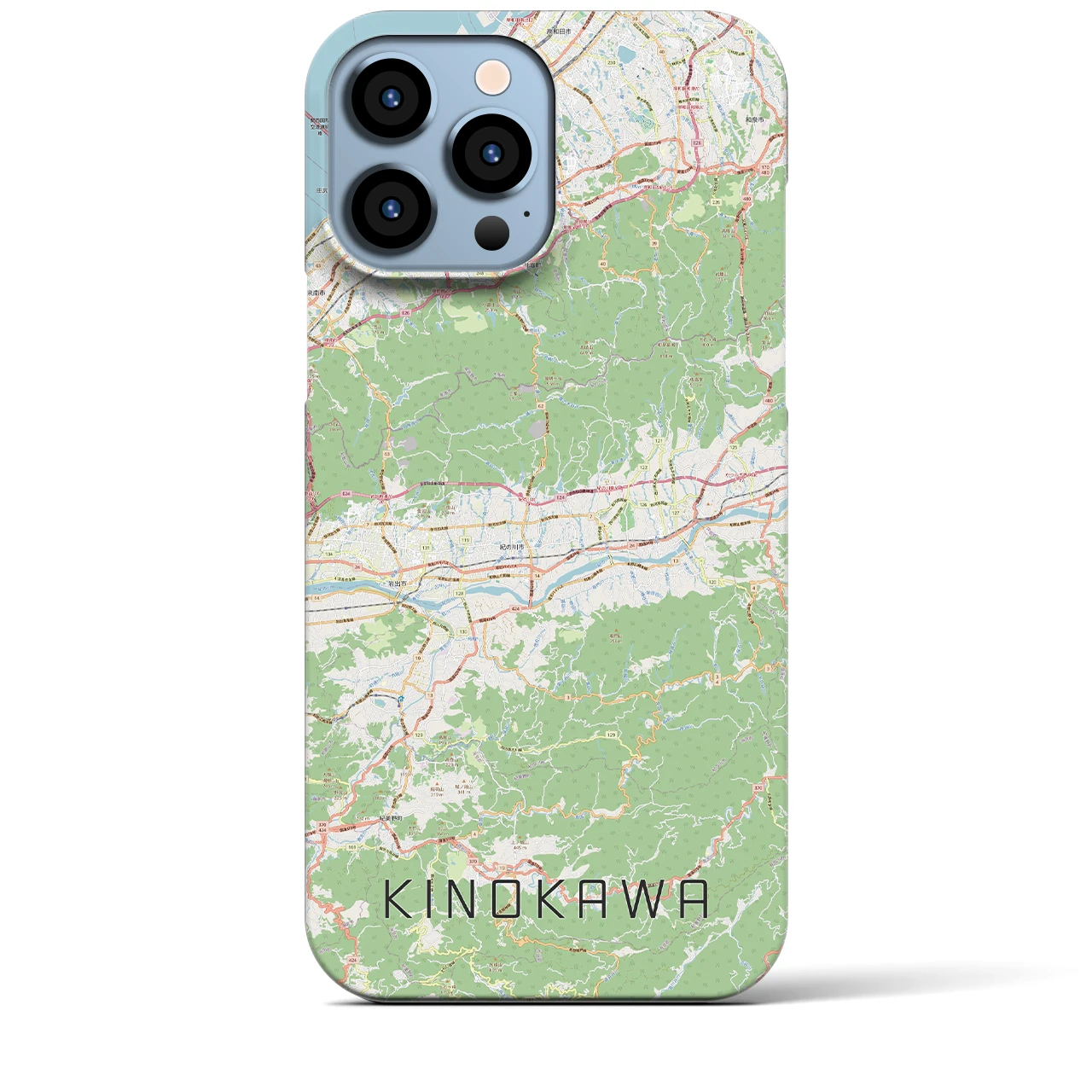 【紀の川】地図柄iPhoneケース（バックカバータイプ・ナチュラル）iPhone 13 Pro Max 用