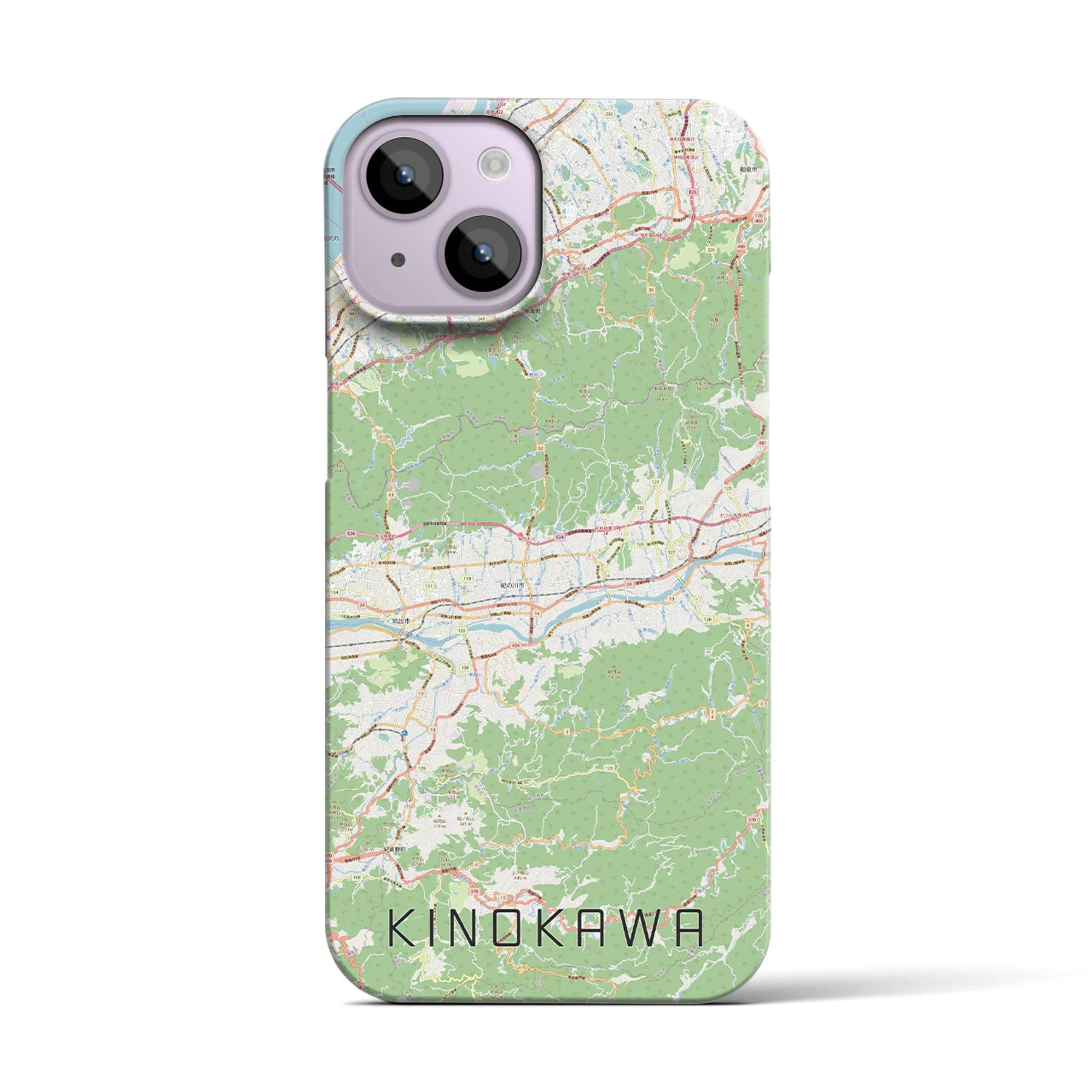 【紀の川】地図柄iPhoneケース（バックカバータイプ・ナチュラル）iPhone 14 用