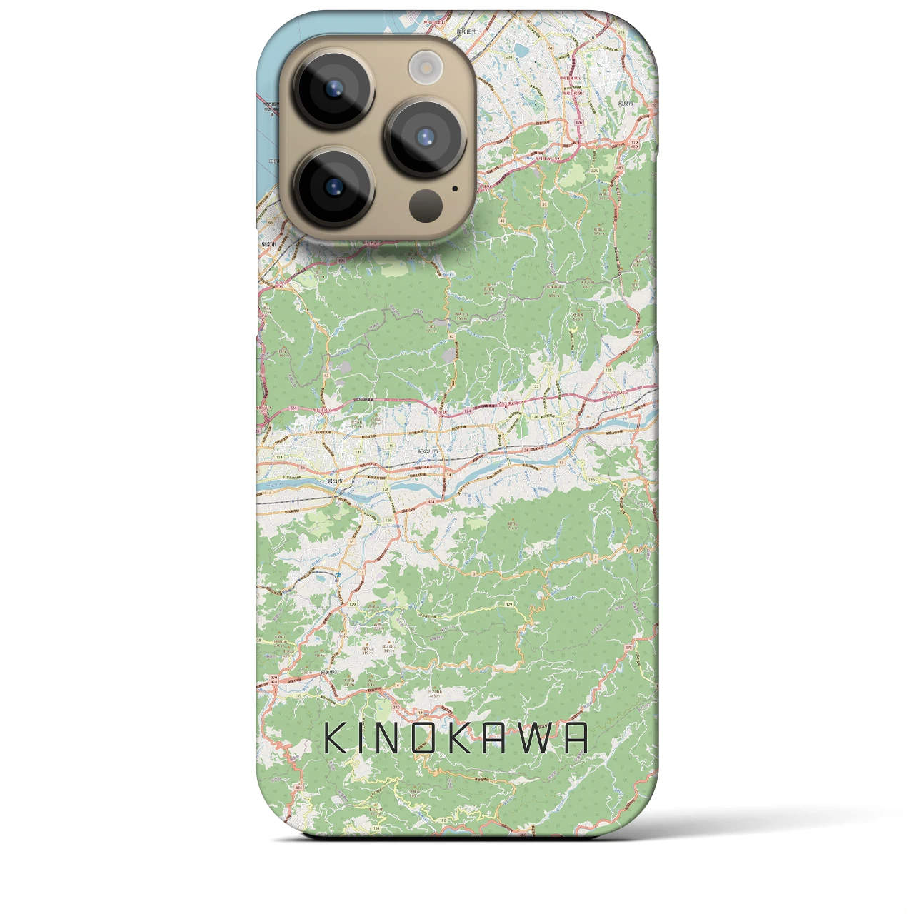 【紀の川】地図柄iPhoneケース（バックカバータイプ・ナチュラル）iPhone 14 Pro Max 用