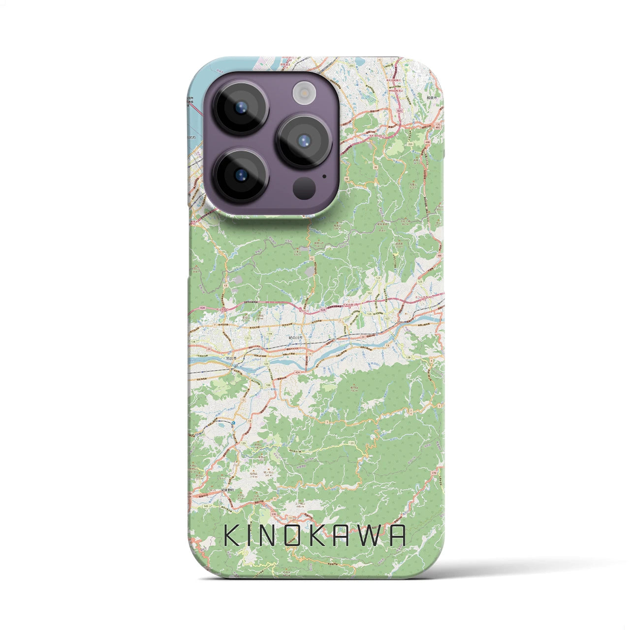 【紀の川】地図柄iPhoneケース（バックカバータイプ・ナチュラル）iPhone 14 Pro 用