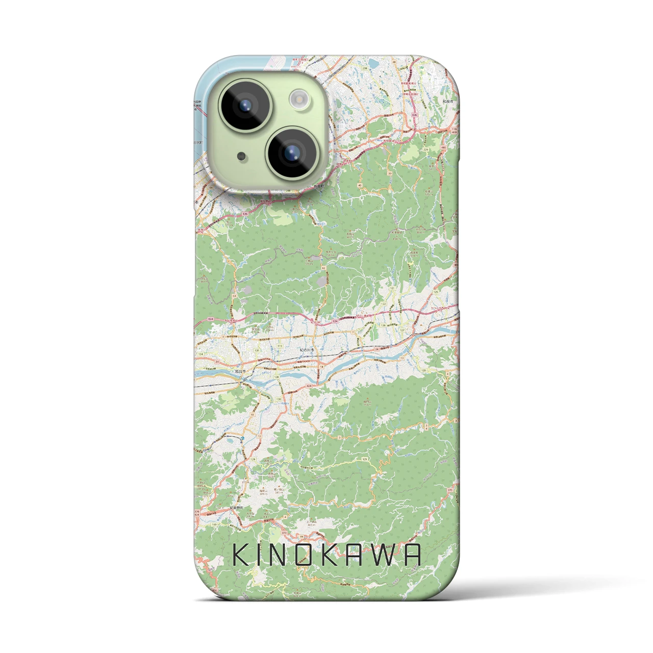 【紀の川】地図柄iPhoneケース（バックカバータイプ・ナチュラル）iPhone 15 用