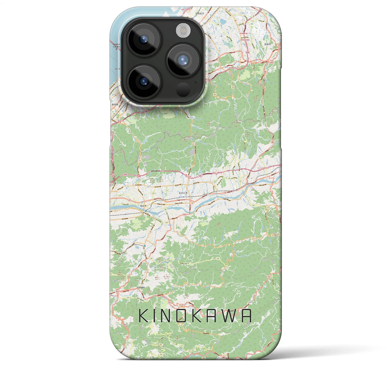 【紀の川】地図柄iPhoneケース（バックカバータイプ・ナチュラル）iPhone 15 Pro Max 用