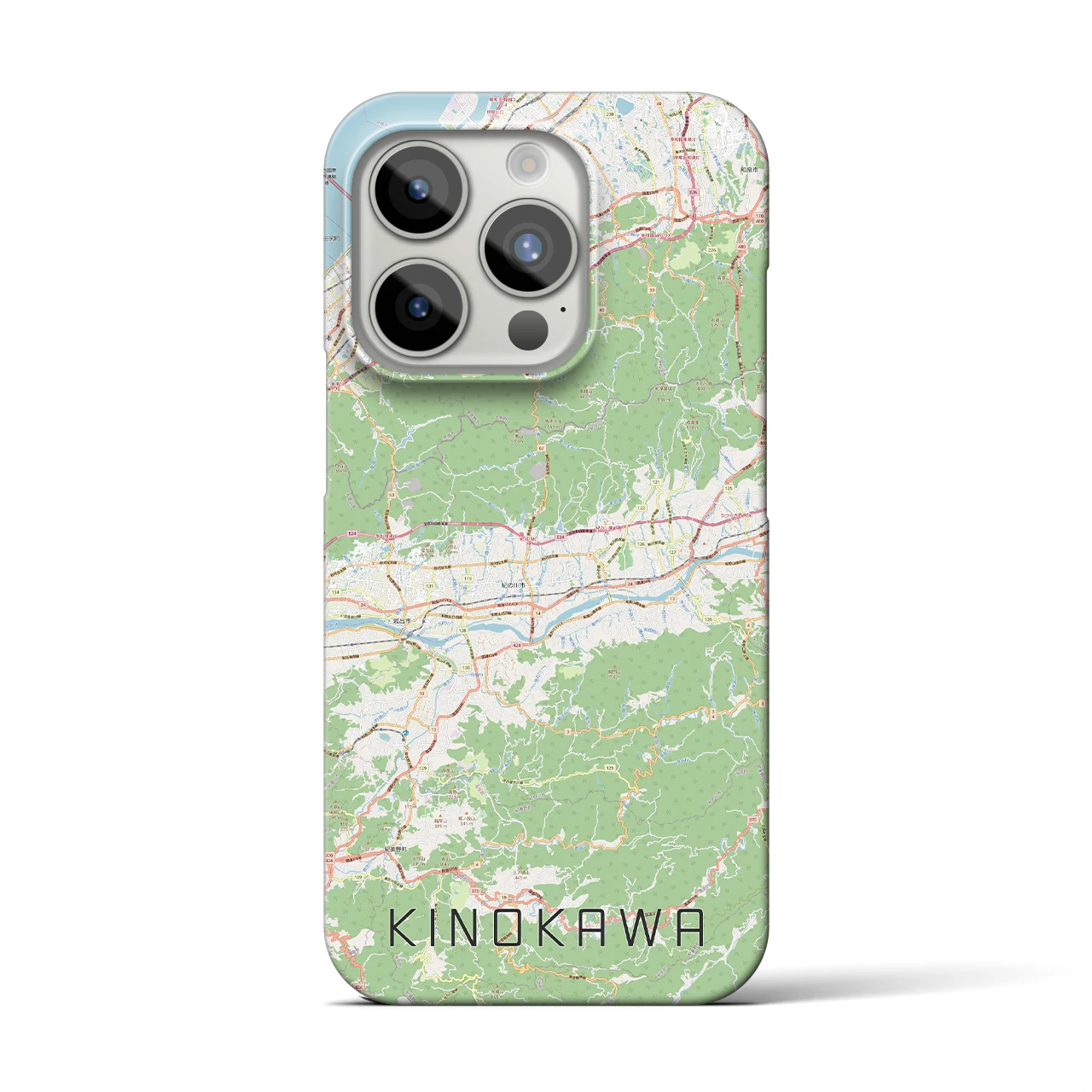 【紀の川】地図柄iPhoneケース（バックカバータイプ・ナチュラル）iPhone 15 Pro 用