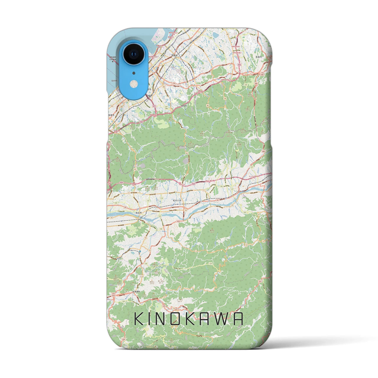 【紀の川】地図柄iPhoneケース（バックカバータイプ・ナチュラル）iPhone XR 用