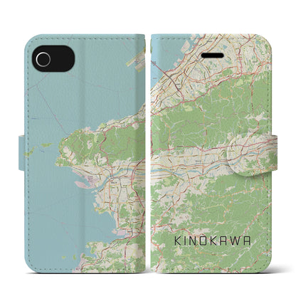 【紀の川（和歌山県）】地図柄iPhoneケース（手帳タイプ）ナチュラル・iPhone SE（第3 / 第2世代） / 8 / 7 / 6s / 6 用