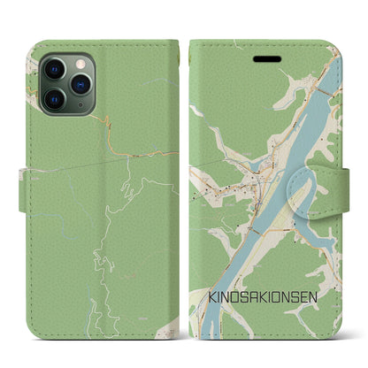 【城崎温泉（兵庫県）】地図柄iPhoneケース（手帳タイプ）ナチュラル・iPhone 11 Pro 用