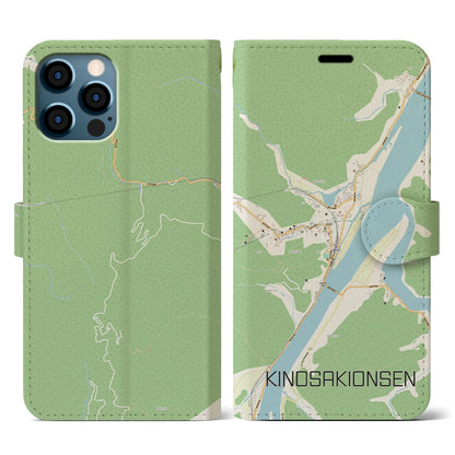 【城崎温泉（兵庫県）】地図柄iPhoneケース（手帳タイプ）ナチュラル・iPhone 12 / 12 Pro 用