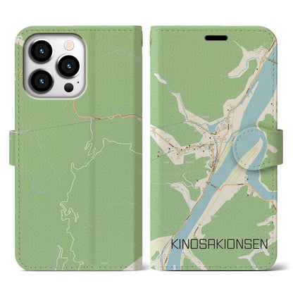 【城崎温泉（兵庫県）】地図柄iPhoneケース（手帳タイプ）ナチュラル・iPhone 13 Pro 用