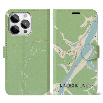 【城崎温泉（兵庫県）】地図柄iPhoneケース（手帳タイプ）ナチュラル・iPhone 14 Pro 用