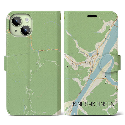 【城崎温泉（兵庫県）】地図柄iPhoneケース（手帳タイプ）ナチュラル・iPhone 15 用