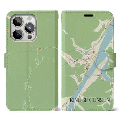 【城崎温泉（兵庫県）】地図柄iPhoneケース（手帳タイプ）ナチュラル・iPhone 15 Pro 用