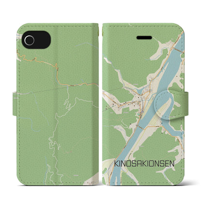 【城崎温泉（兵庫県）】地図柄iPhoneケース（手帳タイプ）ナチュラル・iPhone SE（第3 / 第2世代） / 8 / 7 / 6s / 6 用