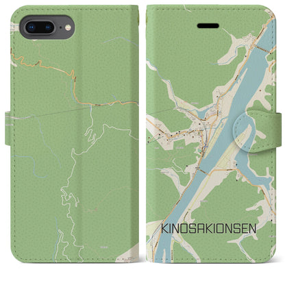 【城崎温泉（兵庫県）】地図柄iPhoneケース（手帳タイプ）ナチュラル・iPhone 8Plus /7Plus / 6sPlus / 6Plus 用