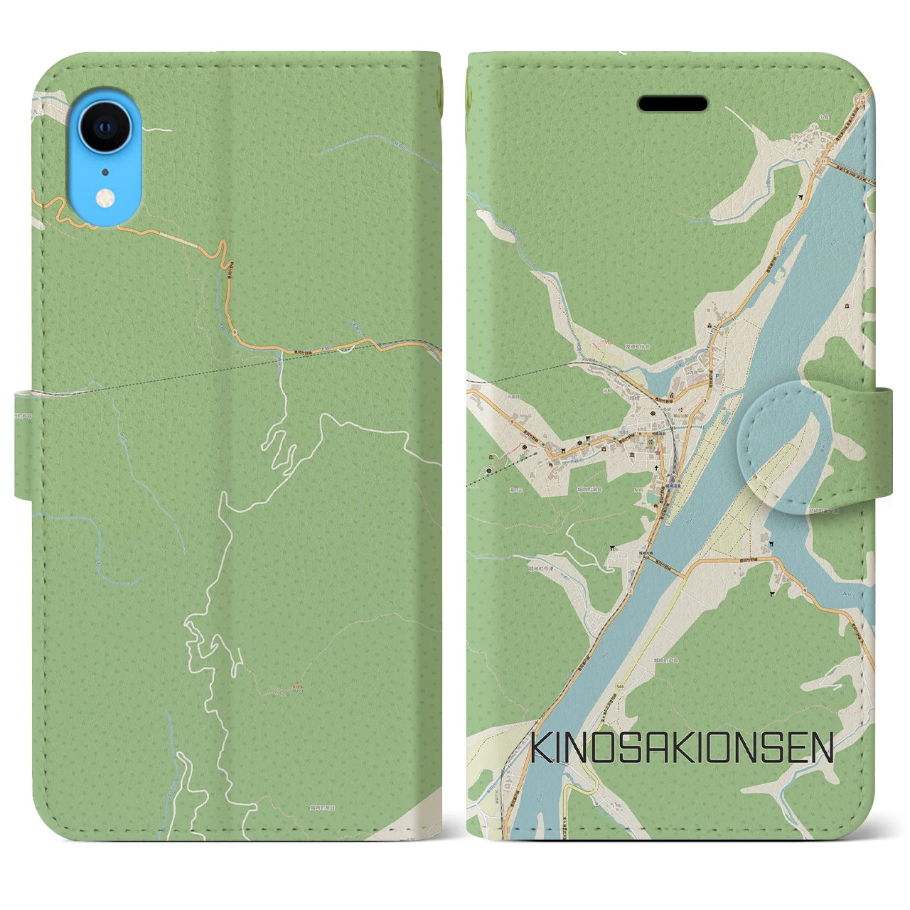 【城崎温泉】地図柄iPhoneケース（手帳両面タイプ・ナチュラル）iPhone XR 用