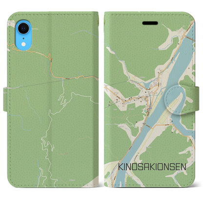 【城崎温泉（兵庫県）】地図柄iPhoneケース（手帳タイプ）ナチュラル・iPhone XR 用