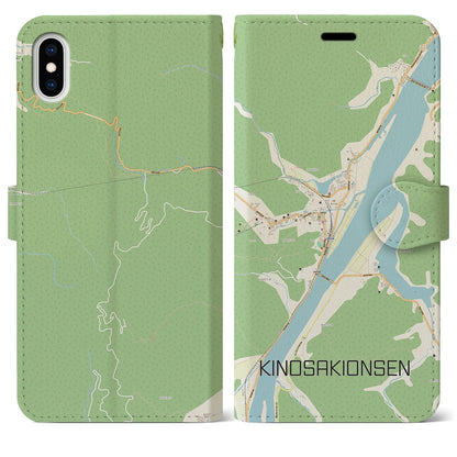 【城崎温泉（兵庫県）】地図柄iPhoneケース（手帳タイプ）ナチュラル・iPhone XS Max 用