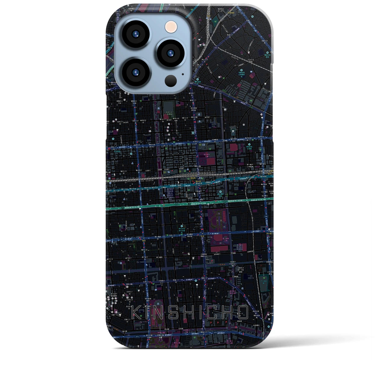 【錦糸町】地図柄iPhoneケース（バックカバータイプ・ブラック）iPhone 13 Pro Max 用