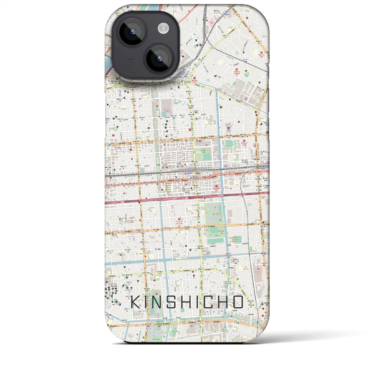 【錦糸町】地図柄iPhoneケース（バックカバータイプ・ナチュラル）iPhone 14 Plus 用