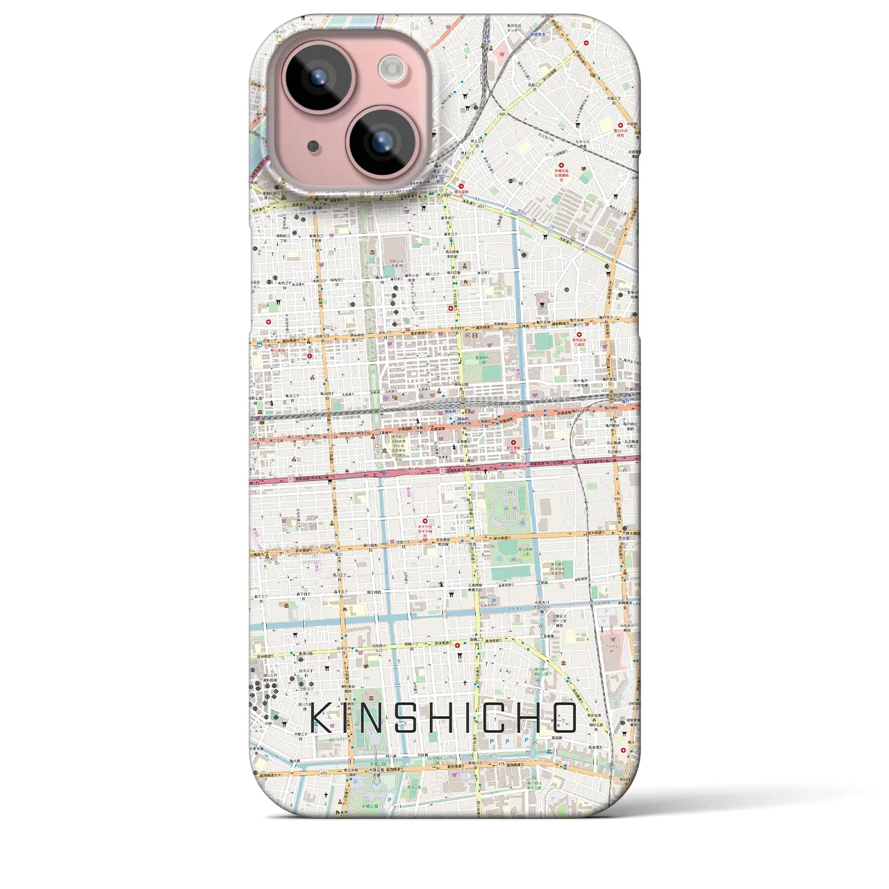 【錦糸町】地図柄iPhoneケース（バックカバータイプ・ナチュラル）iPhone 15 Plus 用