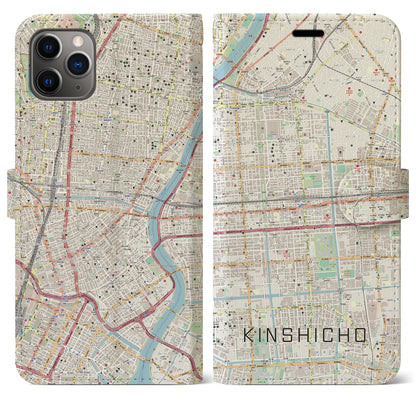 【錦糸町（東京都）】地図柄iPhoneケース（手帳タイプ）ナチュラル・iPhone 11 Pro Max 用
