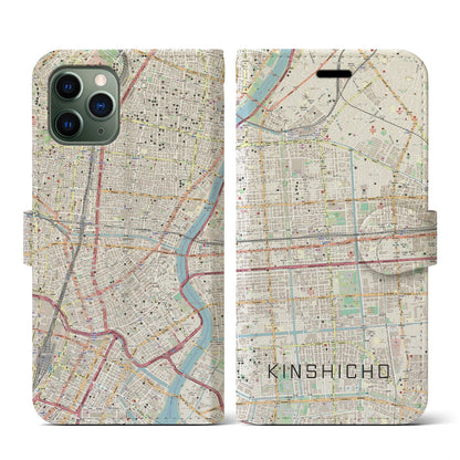 【錦糸町（東京都）】地図柄iPhoneケース（手帳タイプ）ナチュラル・iPhone 11 Pro 用